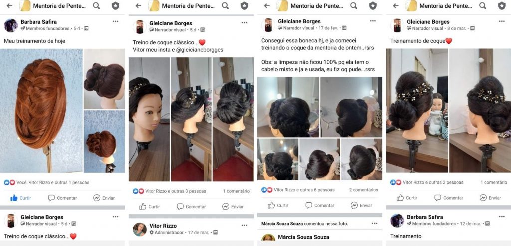 Penteados feitos por alunas