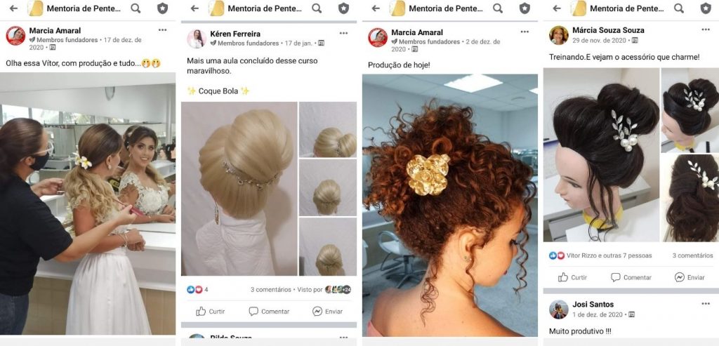 Penteados feitos por alunas